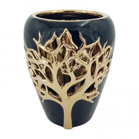 ORIGEN Home Decor Jarbus of Life Tree et Portavelas | Vase noir - 20x17x17cm