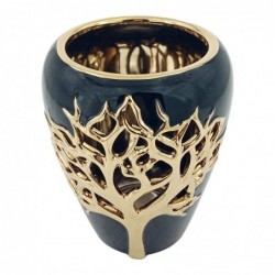 ORIGEN Home Decor Jarbus of Life Tree et Portavelas | Vase noir - 20x17x17cm