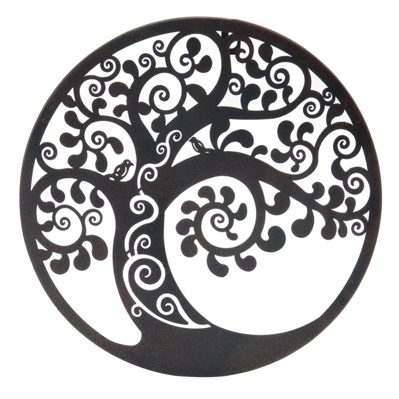 ORIGEN Home Decor Adorno Tree of Life applications Metal | Métal gris rond Appliquer - 30x30x1cm