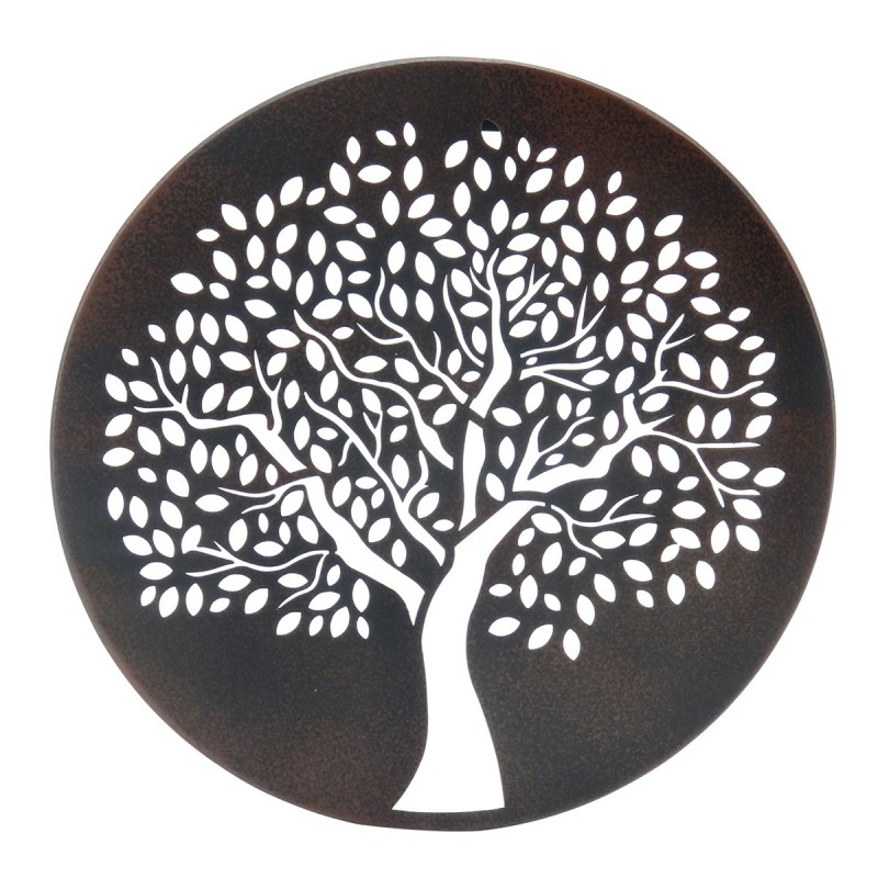 ORIGEN Home Decor Adorno Tree of Life applications Metal | Métal gris rond Appliquer - 30x30x1cm