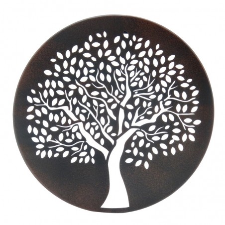 ORIGEN Home Decor Adorno Tree of Life applications Metal | Métal gris rond Appliquer - 30x30x1cm