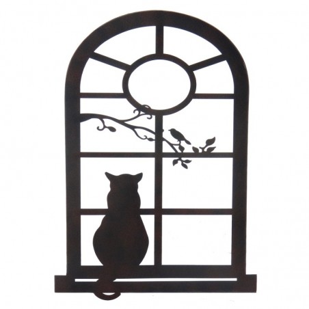 ORIGEN Home Decor Wall Adorno Silhouette Cat Appliques Metal | Gray Metal Appliquer - 70x50x1cm