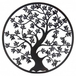 ORIGEN Home Decor Adorno Tree of Life applications Metal | Métal gris rond Appliquer - 60x60x1cm