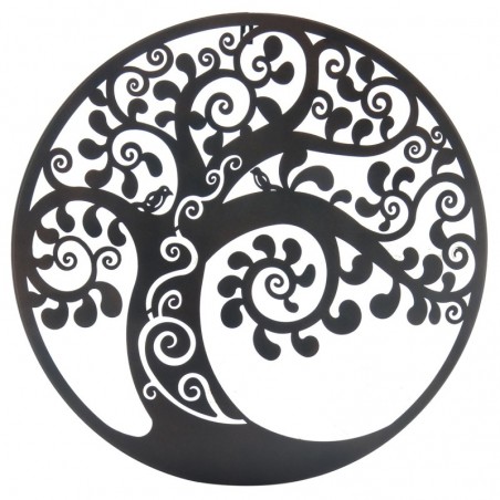 ORIGEN Home Decor Adorno Tree of Life applications Metal | Métal gris rond Appliquer - 60x60x1cm