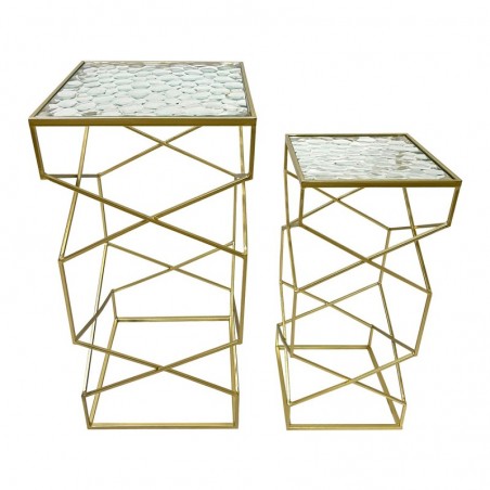 ORIGEN Home Decor Tables 2 U Meubles auxiliaires | Tableau auxiliaire en or - 70x32x32cm