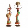 ORIGEN Home Decor Ethnique Figure 2 u Africain et éléphants | Figure africaine multicolore - 76x24x17cm