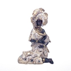 By SIGRIS Figurine africaine Résine grise 22x12x14cm Figure africaine Décoration de la maison Décoration Décoration