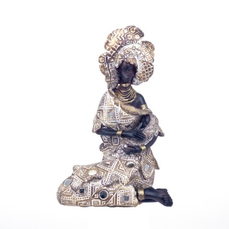 By SIGRIS Figurine africaine Résine grise 22x12x14cm Figure africaine Décoration de la maison Décoration Décoration