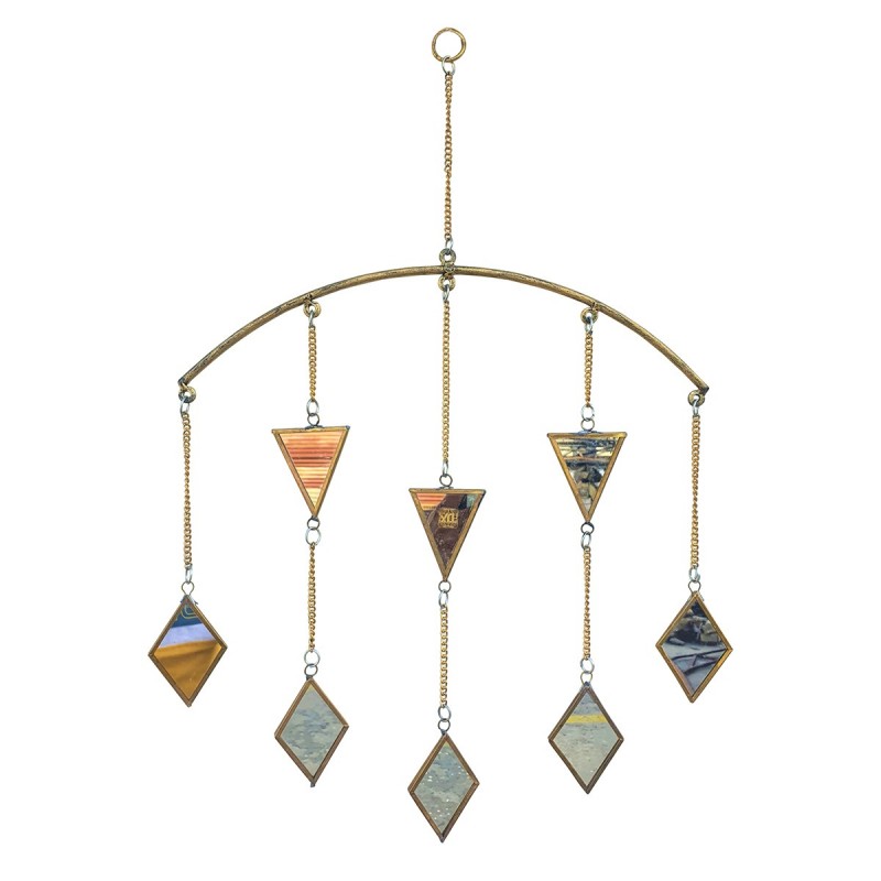 ORIGEN Home Decor Rhombus pendentif et triangles suspendus | Pendant multicolore - 37x37x2cm