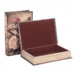 ORIGEN Home Decor Boxas Set 2 Unités Boîtes Boîtes Boîtes | Boîtes de livres bruns rectangulaires - 26x17x5cm