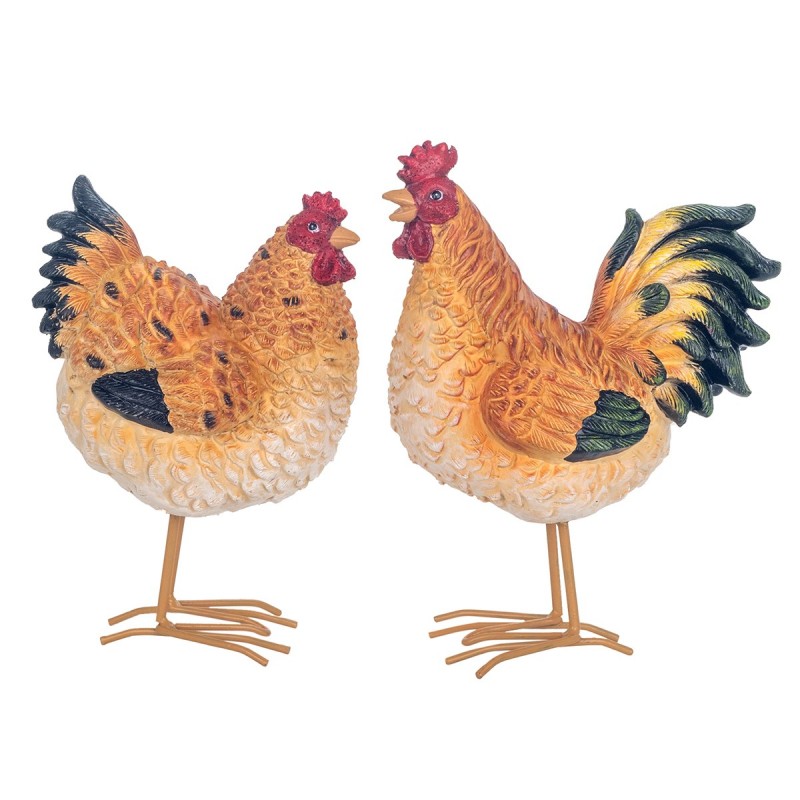 ORIGEN Home Decor Figure Gallina 2 U Animaux | Figure de poulet orange - 18x14x9cm