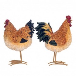 ORIGEN Home Decor Figure Gallina 2 U Animaux | Figure de poulet orange - 18x14x9cm