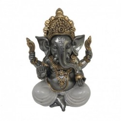 ORIGEN Home Decor Figure Ganesh Buddas | Bouddha argenté - 13x10x9cm