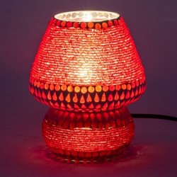 ORIGEN Home Decor Lampe Mosaïque Lampes de Table Rouge 18x14x14cm