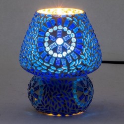 ORIGEN Home Decor Lampe de table en mosaïque bleue - Lampe en cristal exotique 18x14x2cm pour la décoration de la maison