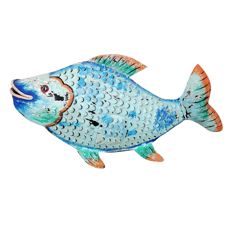 ORIGIN Home Decor Bougeoir Marin Poisson Bleu - Figurine Poisson Bleu 37x64x16cm