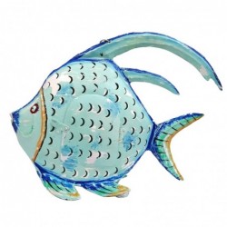 ORIGIN Home Decor Bougeoir Marin Poisson Bleu - Figurine Poisson Bleu - 22x30x7cm