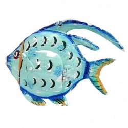 ORIGIN Home Decor Bougeoir Marin Poisson Bleu | Figurine Poisson Bleu - 14x19x4cm