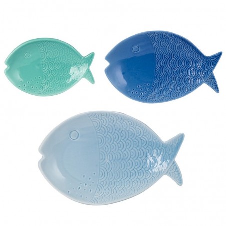 ORIGIN Home Decor Assiette à Poisson Plateaux 3U | Bleu - 3x27x17cm