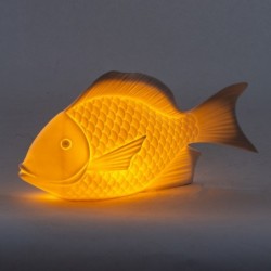 ORIGIN Home Decor Lampes Led Poisson Figurine Marin Écru 15x26x9cm