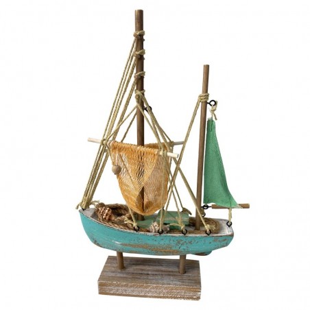 ORIGIN Home Decor Véhicules à voiliers | Modelage Bateau Bleu - 31x19x6cm