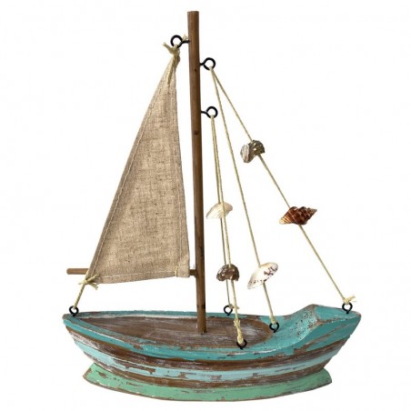 ORIGIN Home Decor Véhicules à voiliers | Modelage Bateau Bleu - 24x20x5cm