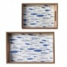 ORIGIN Home Decor Plateaux Boîtes et plateaux 2U | Plateau de Vaisselle Bleu Rectangulaire - 5x42x30cm