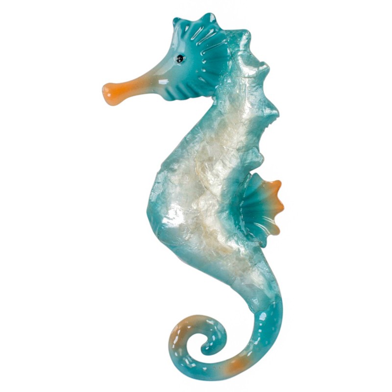 ORIGEN Home Decor Hippocampe Applique Métal Bleu 28x14x2cm