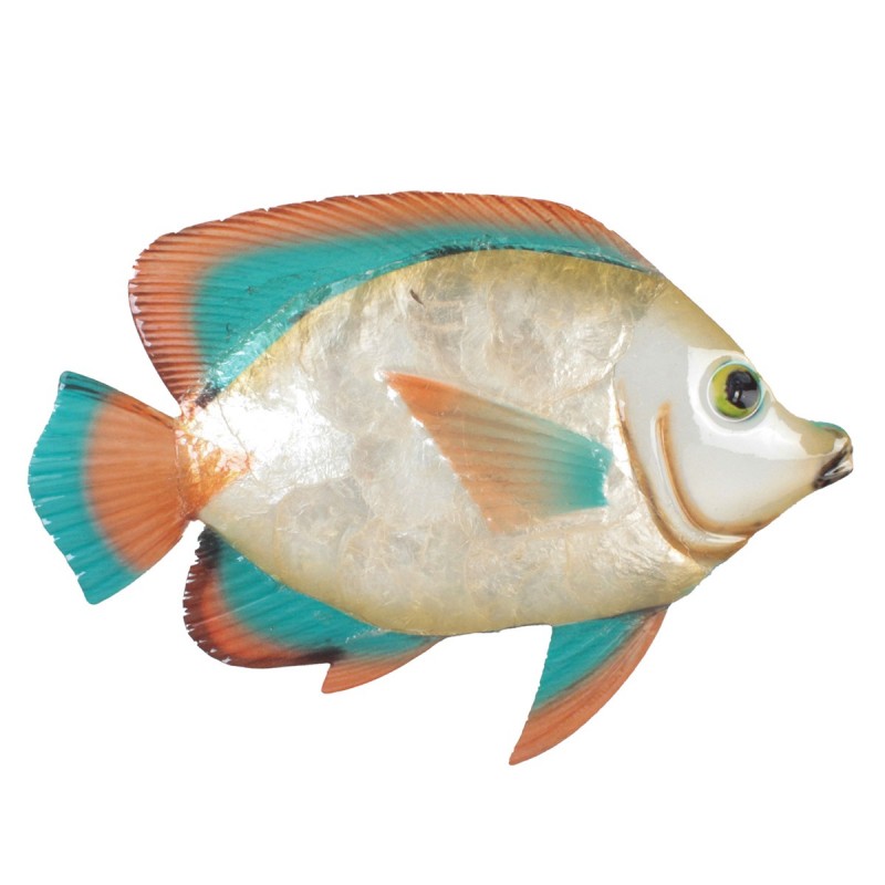 ORIGEN  ornement mural en forme de poisson nacré, décoration d'intérieur, appliqué en métal Orange, 22x30x2cm