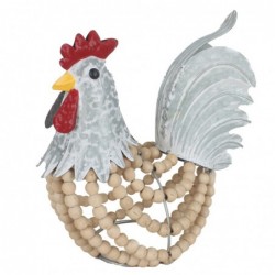 ORIGIN Home Decor Coq Animaux Poule Figure Argent 26x28x16cm