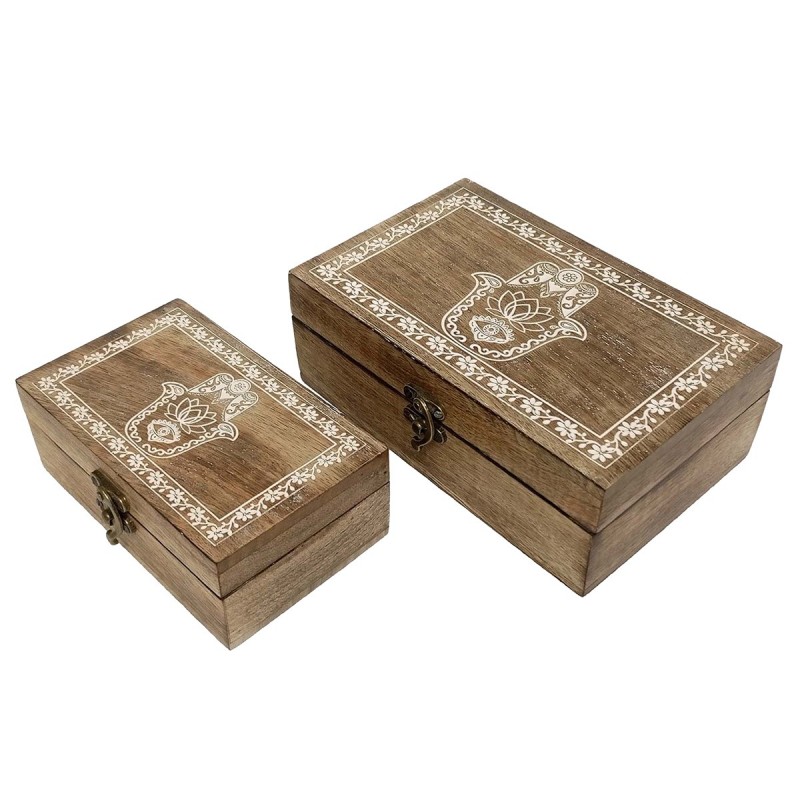 ORIGEN Home Decor Boîtes en bois 2U Boîtes et boîtes à bijoux | Boîte Grise Rectangulaire - 8x21x13cm