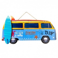 ORIGEN Home Decor Ornement Mural Surf 2U Assiettes en Bois Bleu 24x45x2cm