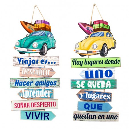 ORIGEN Home Decor Panneaux de Voiture 2U Plaques en Bois Bleu 61x30x1cm - Décoration Murale en Bois