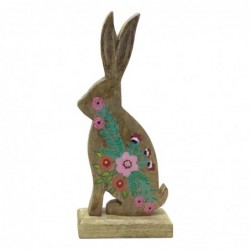 ORIGIN Home Decor Animaux Lapin en Bois | Figurine Lapin Marron - 31x13x6cm