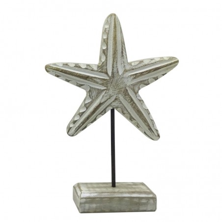 ORIGEN Home Decor Figurine de Table Marin Étoile de Mer en Bois Gris - 26x18x5cm