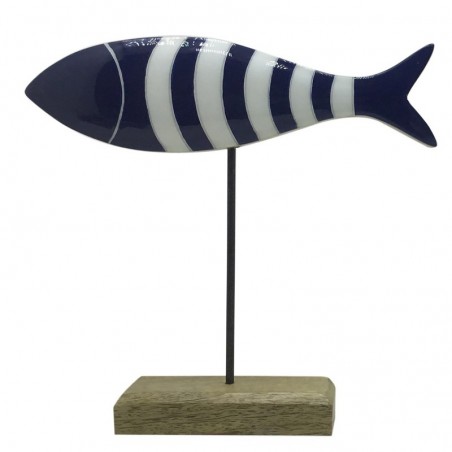 ORIGEN Home Decor Bleu Marin Poisson En Bois 23x25x5cm Figurine De Table