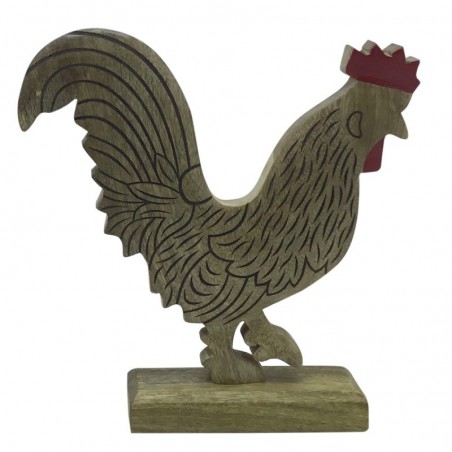 ORIGIN Home Decor Poule en Bois Animaux | Figurine de Table Marron - 21x20x5cm