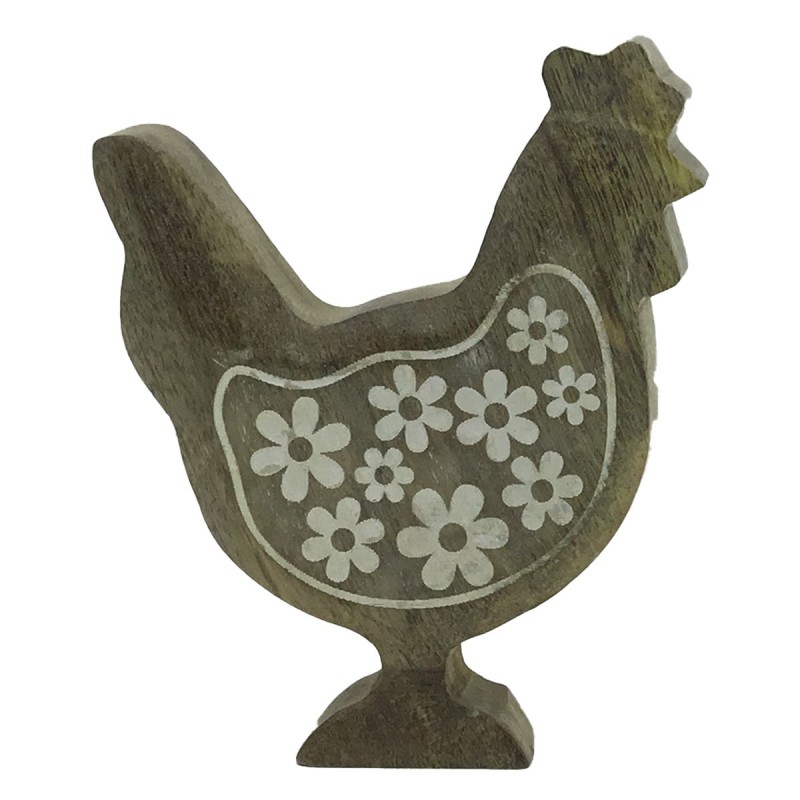 ORIGIN Home Decor Poule en Bois Animaux | Figurine Poulet Brun - 18x15x3cm