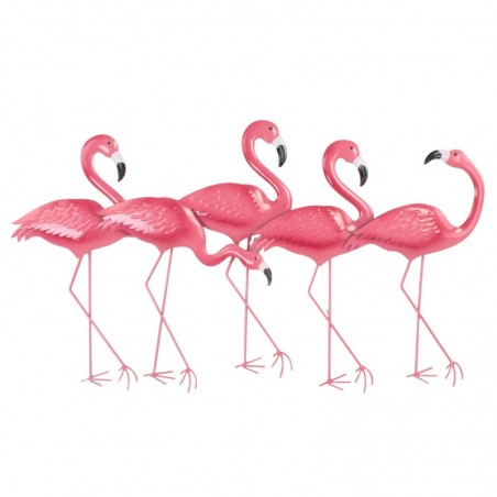 ORIGEN Home Decor Ornement mural Flamants roses Appliques en métal | Ornement Mural de Jardin Rose - 51x87x5cm