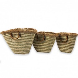 ORIGEN Home Decor Baskets 3U Marron - Ensemble de 3 paniers de rangement en feuilles de maïs et corde