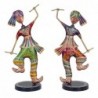 ORIGEN Home Decor Figure 2U Africains et Éléphants Figure Personne Grise 33x28x11cm