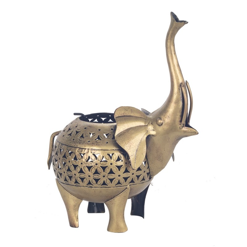 ORIGEN Home Decor Bougeoir Éléphant Doré - 28x20x13cm | Vases Et Bougeoirs Ethniques