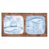 ORIGEN Home Decor Plateau à Poisson 2 emplacements Rectangulaire Bleu - 3x20x10cm