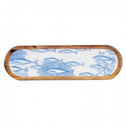 ORIGIN Home Decor Boîtes et plateaux à poisson | Plateau de Décoration Ovale Bleu - 2x46x14cm