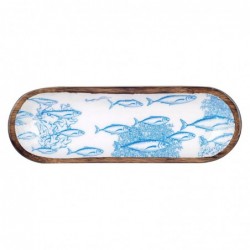 ORIGEN Home Decor Petit Plateau à Poisson Ovale Bleu - 3x30x10cm Boîtes et Plateaux de Décoration