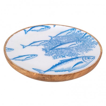 ORIGIN Home Decor Grandes boîtes et plateaux pour assiettes à poisson | Assiette Ronde Bleue - 3x22x22cm