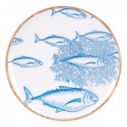 ORIGIN Home Decor Petites boîtes et plateaux pour assiettes à poisson | Assiette Ronde Bleue - 2x16x16cm