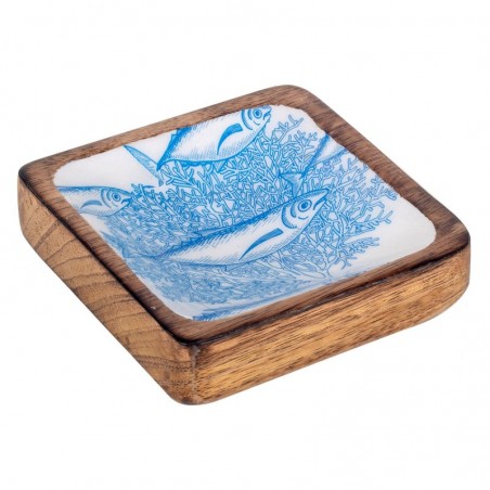 ORIGIN Home Decor Boîtes et plateaux carrés pour assiettes à poisson | Assiette Carrée Bleue - 3x10x10cm