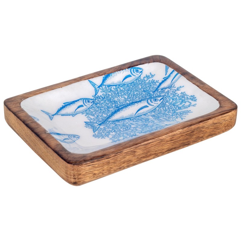 ORIGEN Home Decor Assiettes à Poisson Rectangulaires Boîtes et Plateaux Bleu - Idéal pour la Décoration de la Maison - 3x18x13cm