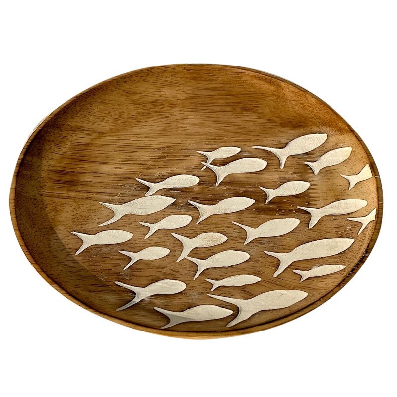 ORIGIN Home Decor Grandes boîtes et plateaux pour assiettes à poisson | Plateau de Décoration Rond Marron - 2x22x22cm